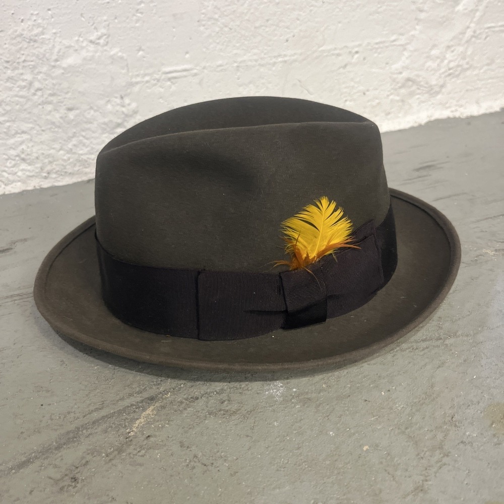 Vintage Vintage Bonds Beaver Bowler Homburg Fedora Hat ~ Size 7 1/8 Gray